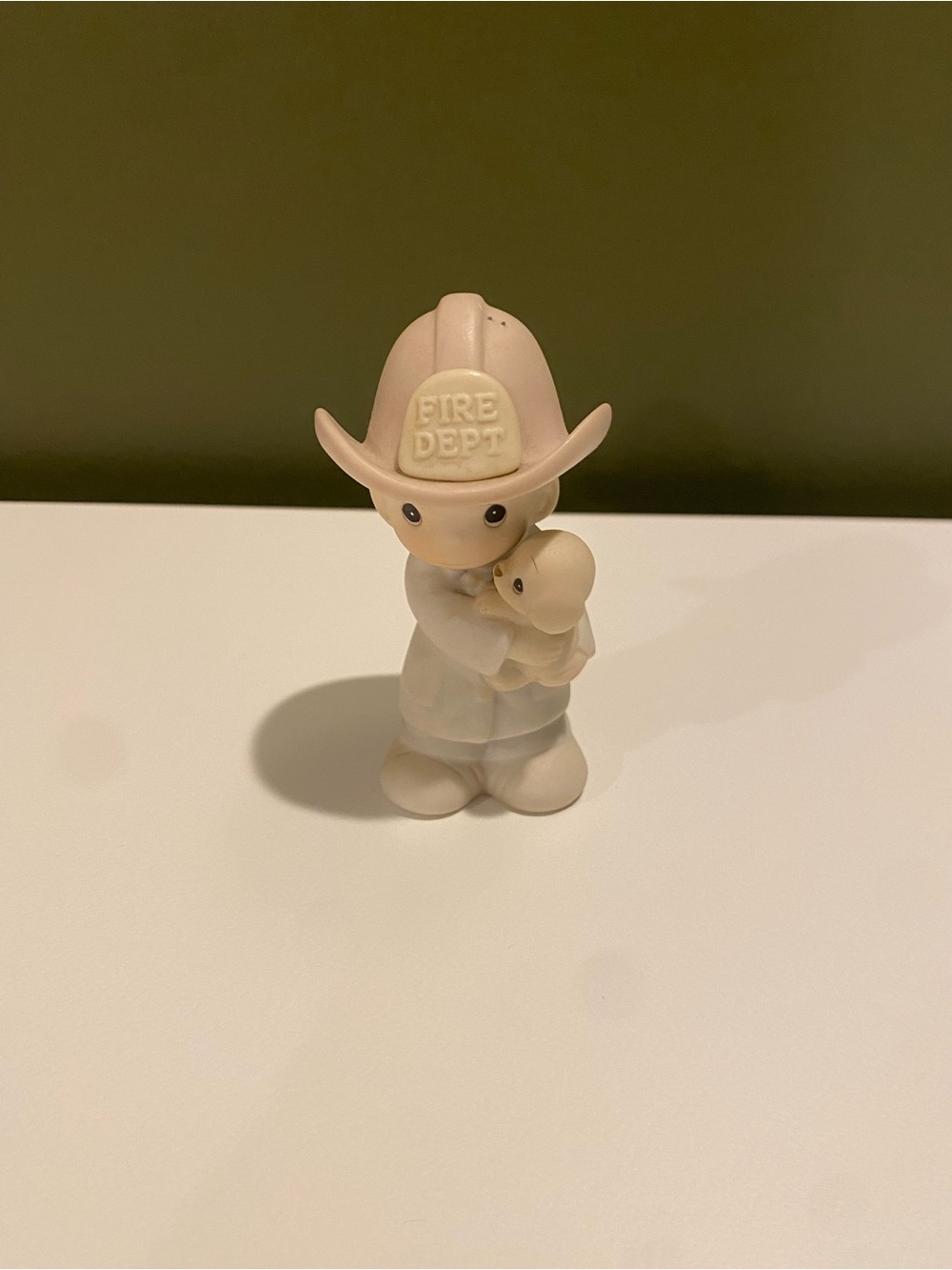 Precious Moments Cream and White Fire Dept Figurine